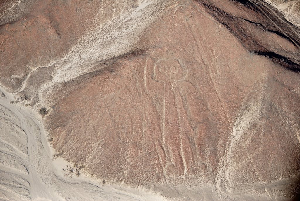 Close up of Nazca Lines on Rock