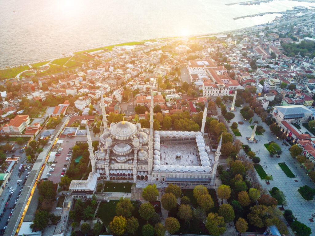 Aerial Footage of Sultanahmet, Blue Mosque in Istanbul
