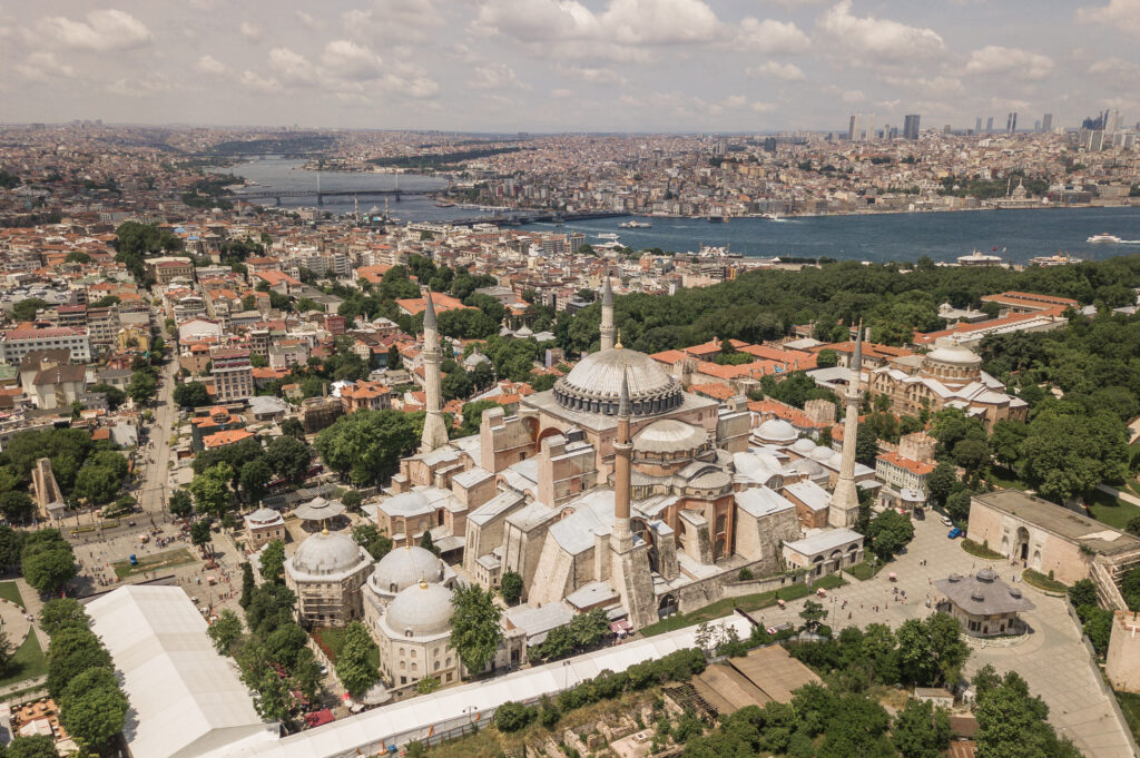 Aerial view of Hagia Sophia in Istanbul