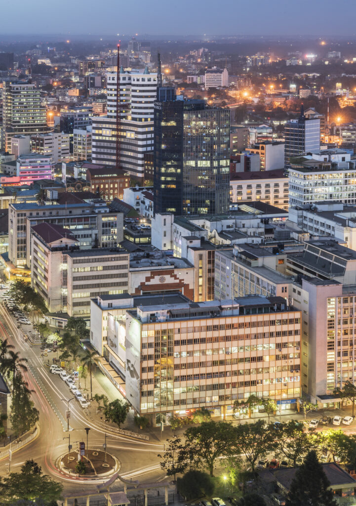 modern buildings downtown nairobi at dusk nairob 2022 03 08 00 26 45 utc