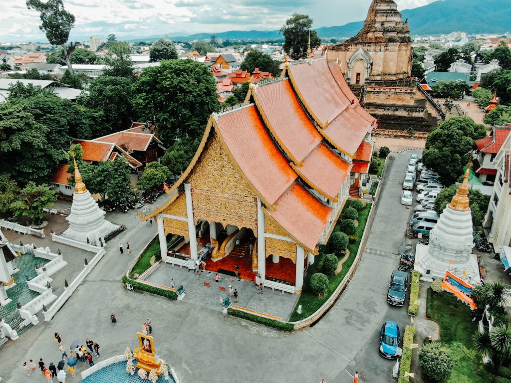 Architectural Design Of An Orange Temple